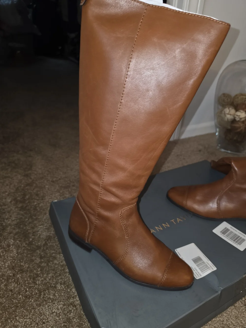 Ann Taylor Women's Tall Zip-Back Riding Boots in Cognac Brown Sz 9